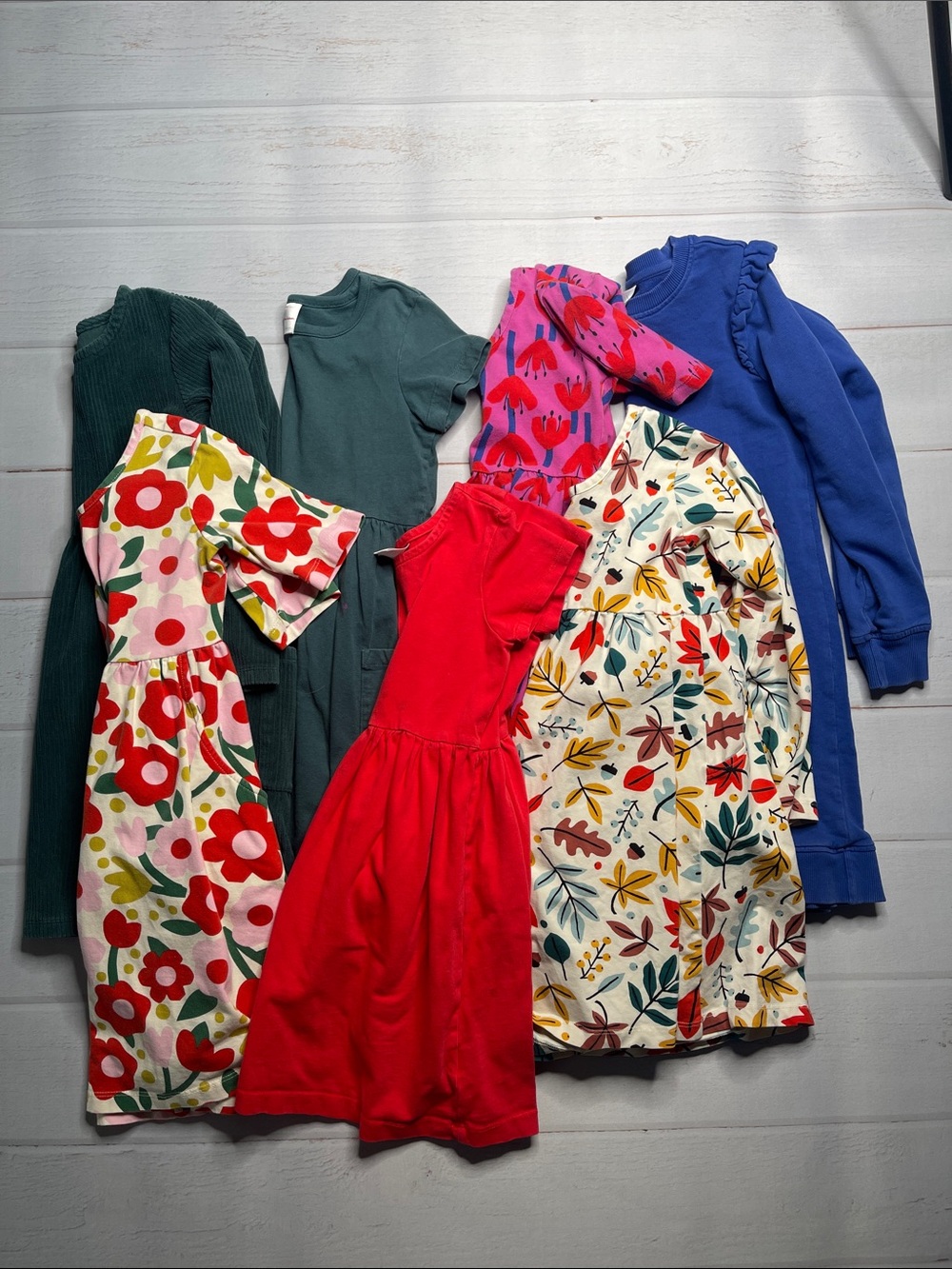 Bundle 120 Hanna Andersson 6 7 Girls Dresses Play Green Red Blue Floral Leaves